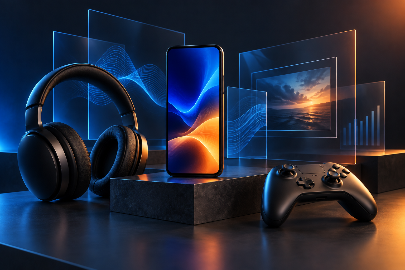 Conceptual digital media, music and gaming composition